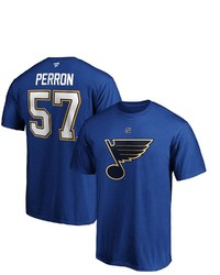 FANATICS Branded David Perron Blue St Louis Blues Authentic Stack Player Name Number T Shirt