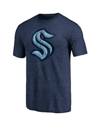 FANATICS Branded Heather Navy Seattle Kraken Distressed Tri Blend T Shirt At Nordstrom