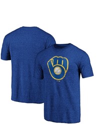 FANATICS Branded Heathered Royal Milwaukee Brewers Weathered Official Logo Tri Blend T Shirt In Heather Royal At Nordstrom