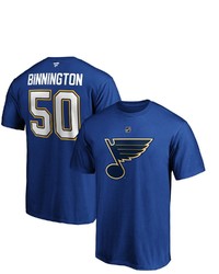 FANATICS Branded Jordan Binnington Blue St Louis Blues Team Authentic Stack Name Number T Shirt