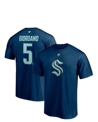 FANATICS Branded Mark Giordano Deep Sea Blue Seattle Kraken Authentic Stack Name Number T Shirt In Navy At Nordstrom