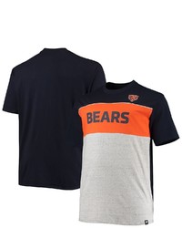 FANATICS Branded Navyheathered Gray Chicago Bears Big Tall Color Block T Shirt