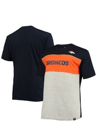 FANATICS Branded Navyheathered Gray Denver Broncos Big Tall Color Block T Shirt