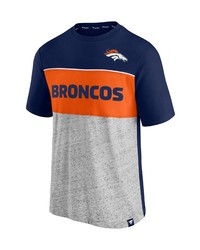 FANATICS Branded Navyheathered Gray Denver Broncos Colorblock T Shirt