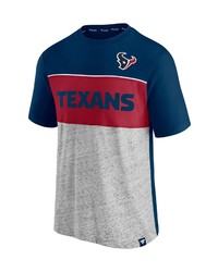 FANATICS Branded Navyheathered Gray Houston Texans Colorblock T Shirt