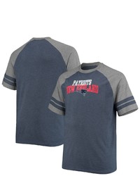 FANATICS Branded Navyheathered Gray New England Patriots Big Tall Two Stripe Tri Blend Raglan T Shirt