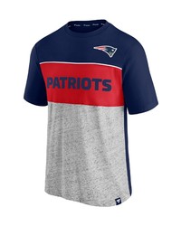 FANATICS Branded Navyheathered Gray New England Patriots Colorblock T Shirt