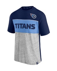 FANATICS Branded Navyheathered Gray Tennessee Titans Colorblock T Shirt