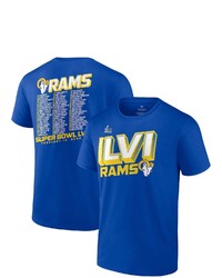 FANATICS Branded Royal Los Angeles Rams Super Bowl Lvi Bound Big Tall Tilted Roster T Shirt At Nordstrom
