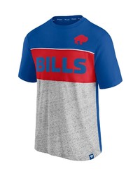 FANATICS Branded Royalheathered Gray Buffalo Bills Throwback Colorblock T Shirt