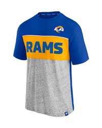 FANATICS Branded Royalheathered Gray Los Angeles Rams Colorblock T Shirt