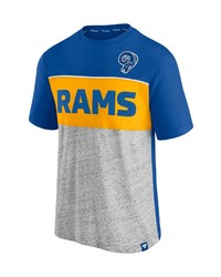 FANATICS Branded Royalheathered Gray Los Angeles Rams Throwback Colorblock T Shirt