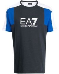 Ea7 Emporio Armani Colour Blocked Logo Print T Shirt
