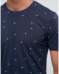 Esprit Crew Neck T Shirt With All Over Leaf Print