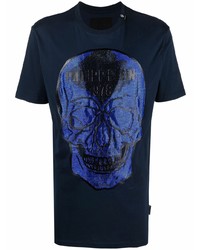 Philipp Plein Crystal Embellished Skull T Shirt