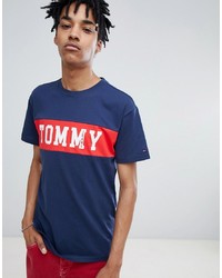 Tommy Jeans Cut Sew Panel Logo T Shirt In Navy