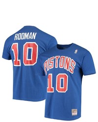 Mitchell & Ness Dennis Rodman Blue Detroit Pistons Hardwood Classics Stitch Name Number T Shirt At Nordstrom