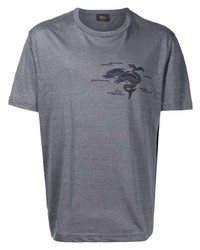 Brioni Dolphins Motif Mlange Effect T Shirt