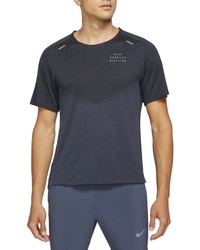 Nike Dri Fit Run Division Short Sleeve T Shirt In Black Thunder Blue At Nordstrom