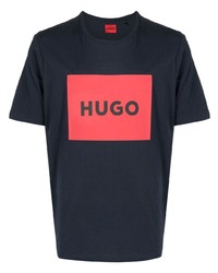 Hugo Dulive Logo Print Cotton T Shirt