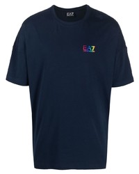 Ea7 Emporio Armani Ea7 Logo Print Stretch Cotton T Shirt