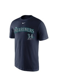 Nike Felix Hernandez Navy Seattle Mariners Player Signature T Shirt