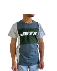REFRIED APPAREL Heather Charcoal New York Jets Sustainable Split T Shirt