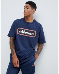 Ellesse Heroni Oversized Bar Logo T Shirt In Navy