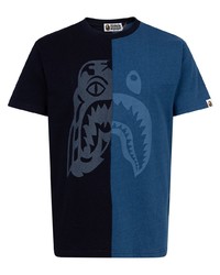 A Bathing Ape Indigo Half Tiger Shark T Shirt