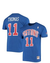 Mitchell & Ness Isiah Thomas Blue Detroit Pistons Hardwood Classics Stitch Name Number T Shirt At Nordstrom