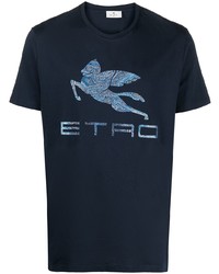Etro Jacquard Logo Motif Cotton T Shirt