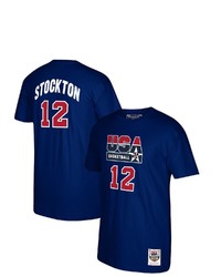 Mitchell & Ness John Stockton Navy Usa Basketball 1992 Dream Team Name Number T Shirt