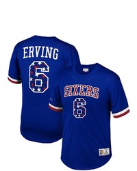 Mitchell & Ness Julius Erving Royal Philadelphia 76ers Player Name Number T Shirt