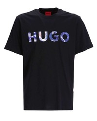 Hugo Logo Flocked Cotton T Shirt