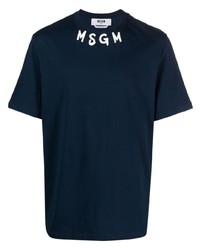 MSGM Logo Lettering Print Cotton T Shirt