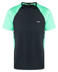 BOSS Logo Print Colour Block Panelled T Shirt