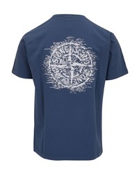 Stone Island Logo Print Dark Blue T Shirt