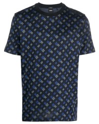 BOSS Logo Print Jacquard Cotton T Shirt