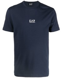 Ea7 Emporio Armani Logo Print Stretch Cotton T Shirt