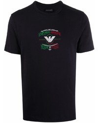 Emporio Armani Logo Print Stretch Cotton T Shirt