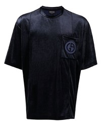 Giorgio Armani Logo Print Velvet T Shirt