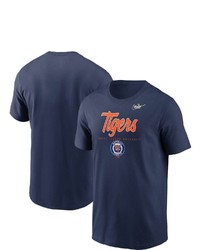 Nike Navy Detroit Tigers Cooperstown Collection Wordmark Script Logo T Shirt