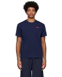 Comme Des Garcons Play Navy Double Heart T Shirt