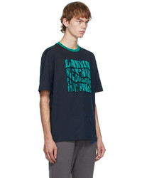 Lanvin Navy Flocked Logo T Shirt