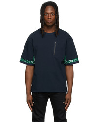 Sacai Navy Green Bandana Print T Shirt