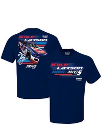 HENDRICK MOTORSPORTS TEAM COLLECTION Navy Kyle Larson Valvoline 2 Sided T Shirt