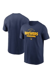 Nike Navy Milwaukee Brewers Primetime Property Of Practice T Shirt