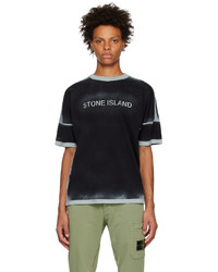 Stone Island Navy Spray Painted T Shirt