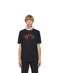 Ps By Paul Smith Navy Zebra Halo And Devil T Shirt