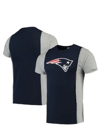 REFRIED APPAREL Navygray New England Patriots Sustainable Upcycled Split T Shirt